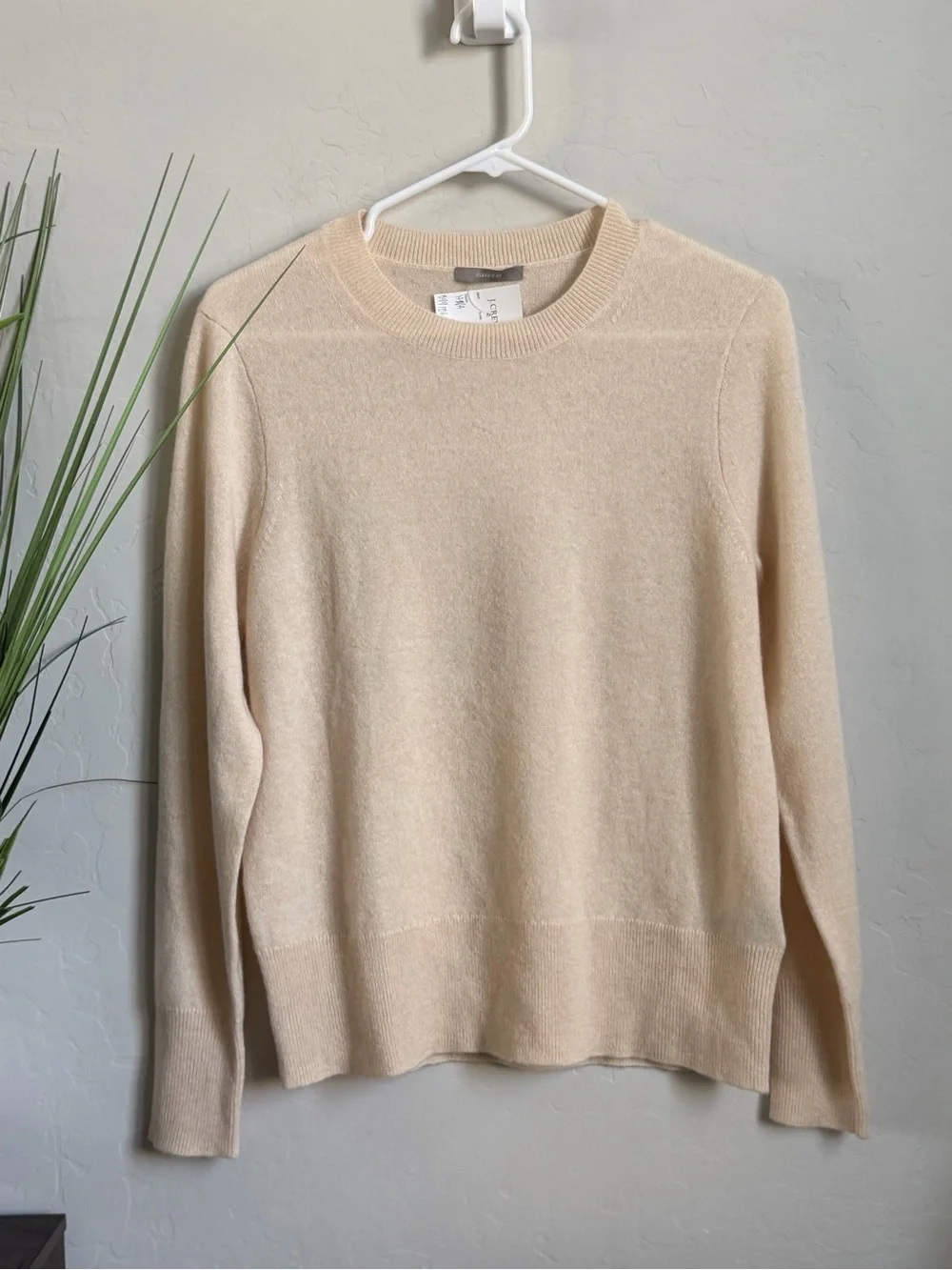 J.Crew 100% Cashmere Crewneck Sweater Ivory Oatmeal Size S NWT BA400